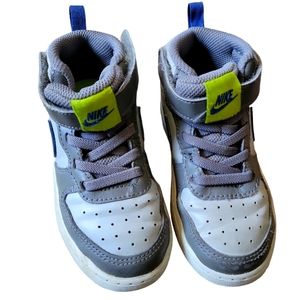 NIKE KIDS' COURT BOROUGH MID 2 SNEAKER IN GREY FOG/ NAVY/ GREEN